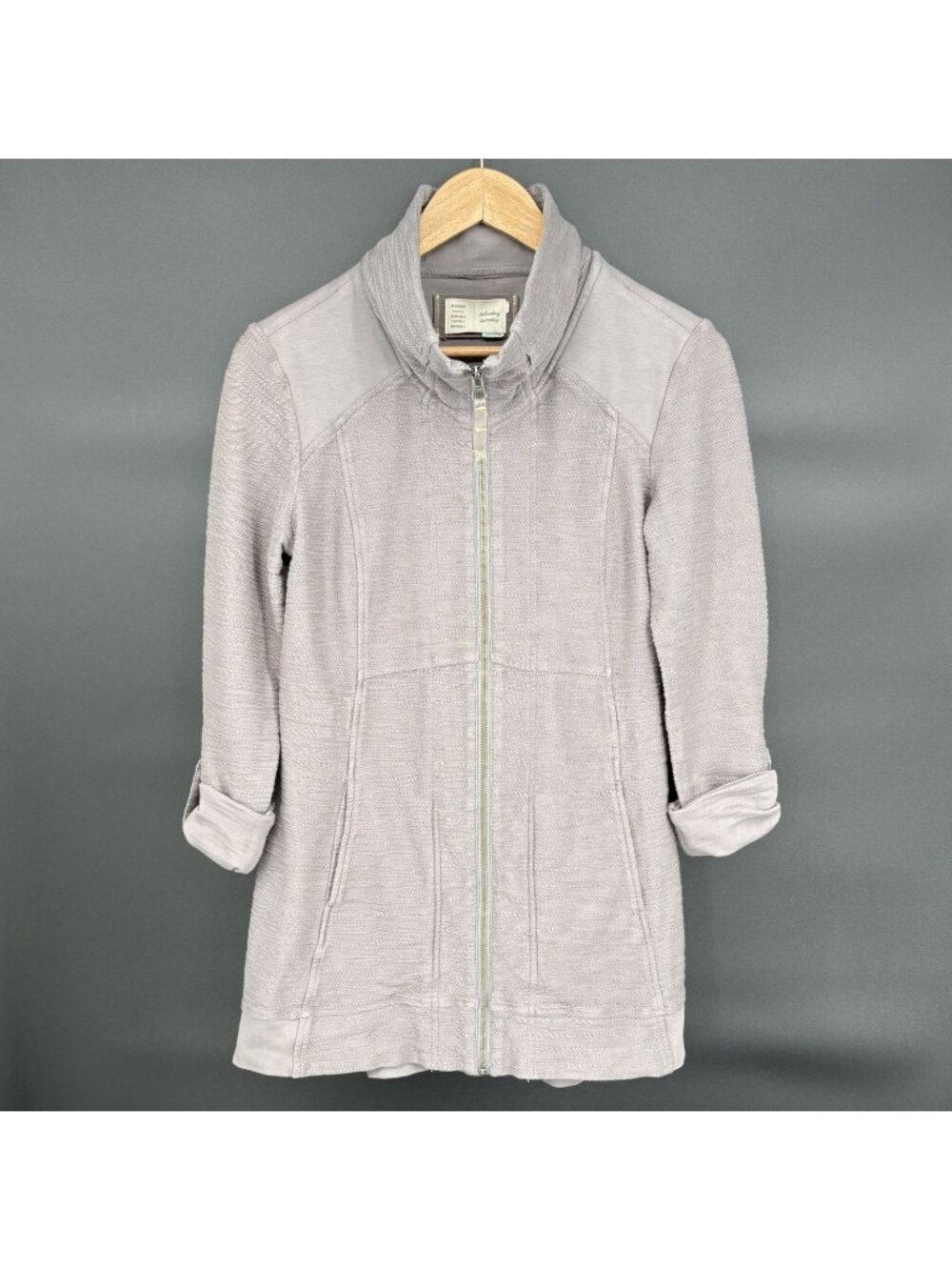 Saturday Sunday Anthropologie Women's Funnel Neck Tunic Zip Up Jacket S Gray